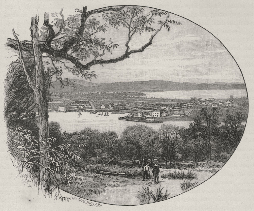 Kangaroo Point, from Hobart. Tasmania. Australia 1890 old antique print